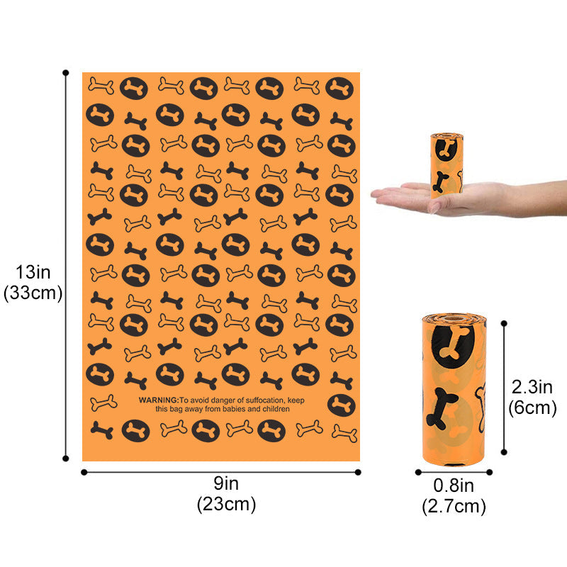 Environmentally friendly poop bags with practical dispenser.