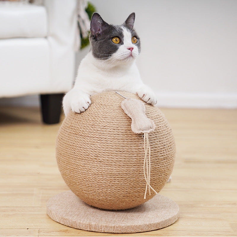 Cat mushroom sisal scratching post with bed.