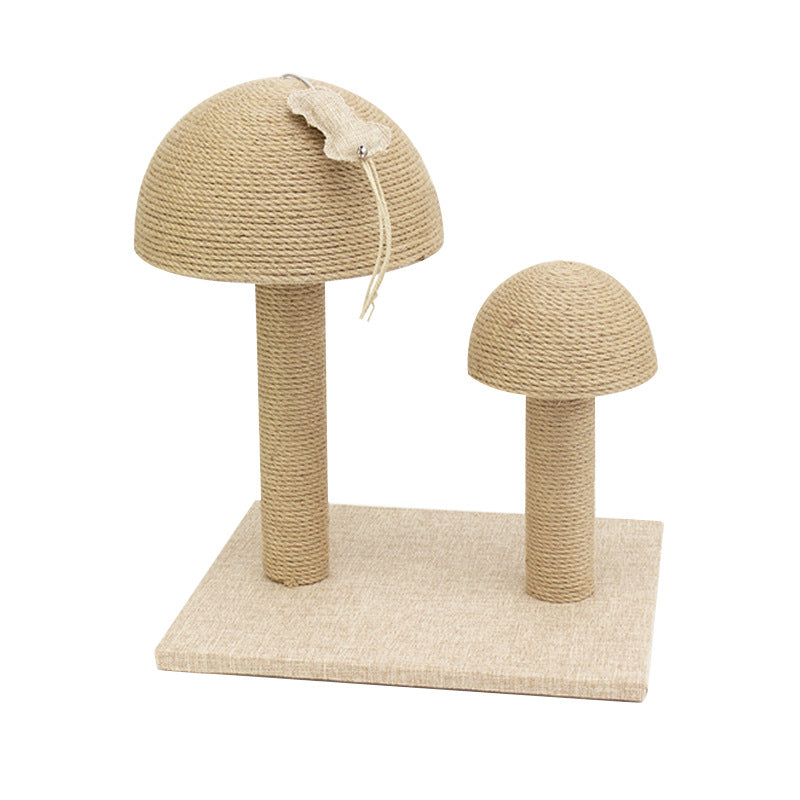 Cat mushroom sisal scratching post with bed.
