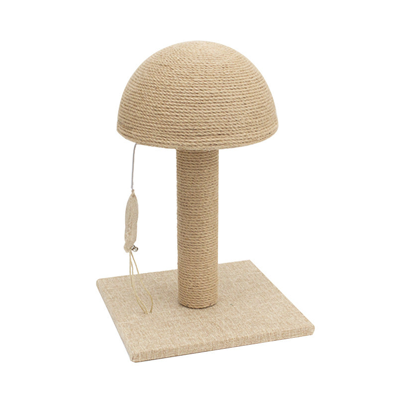 Cat mushroom sisal scratching post with bed.
