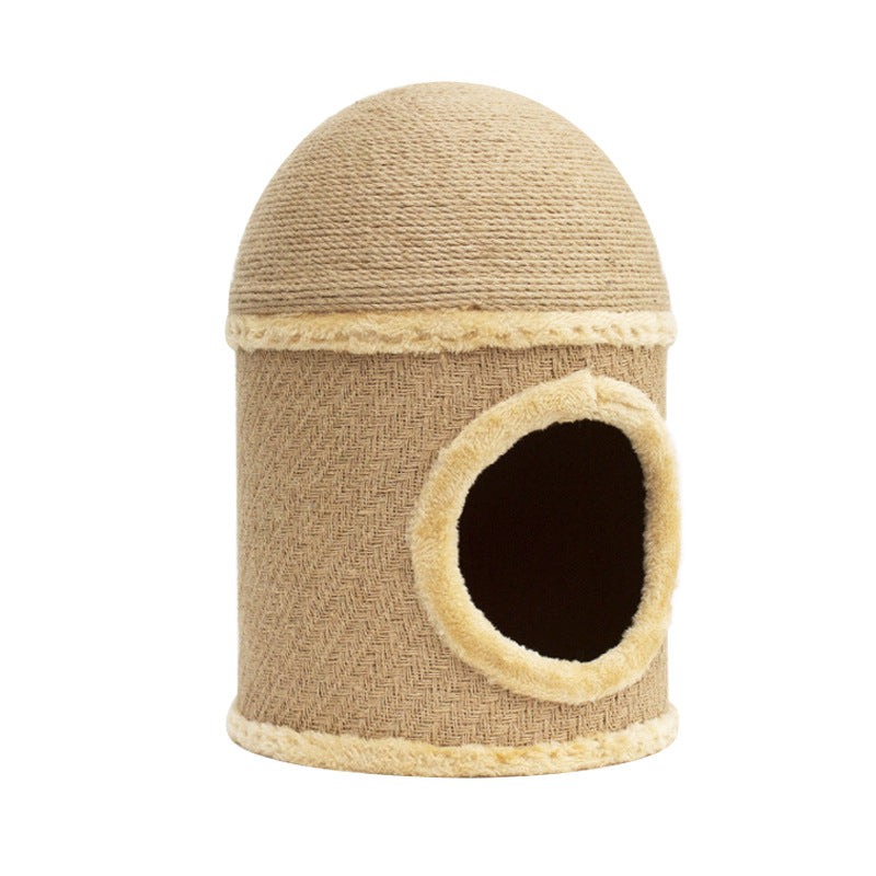 Cat mushroom sisal scratching post with bed.