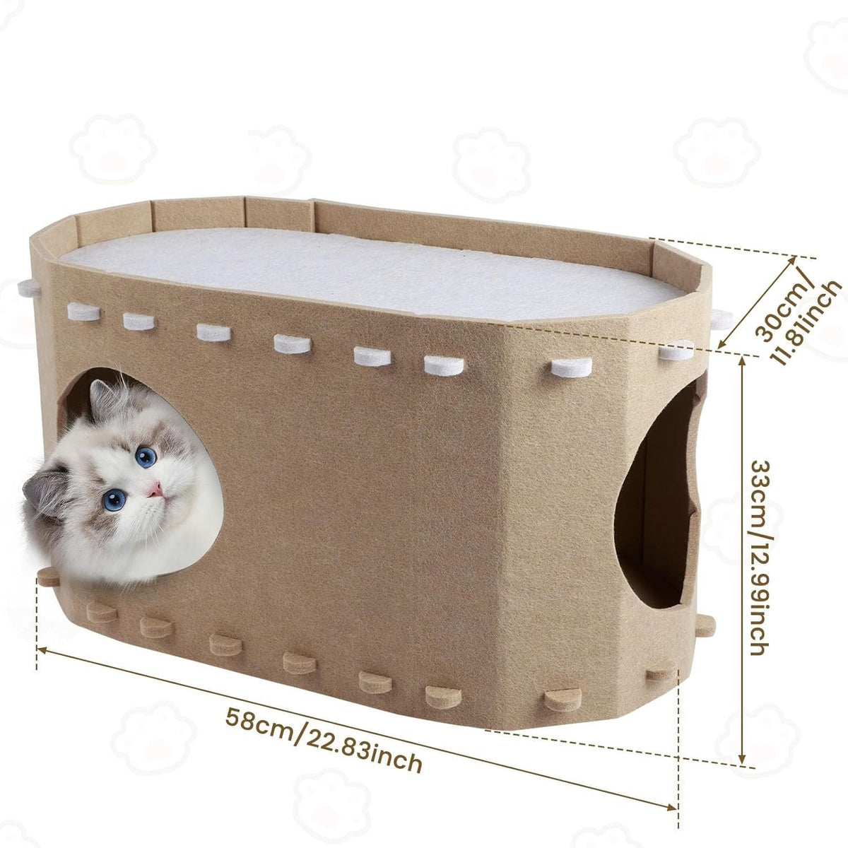 Cozy cat cave made of felt.