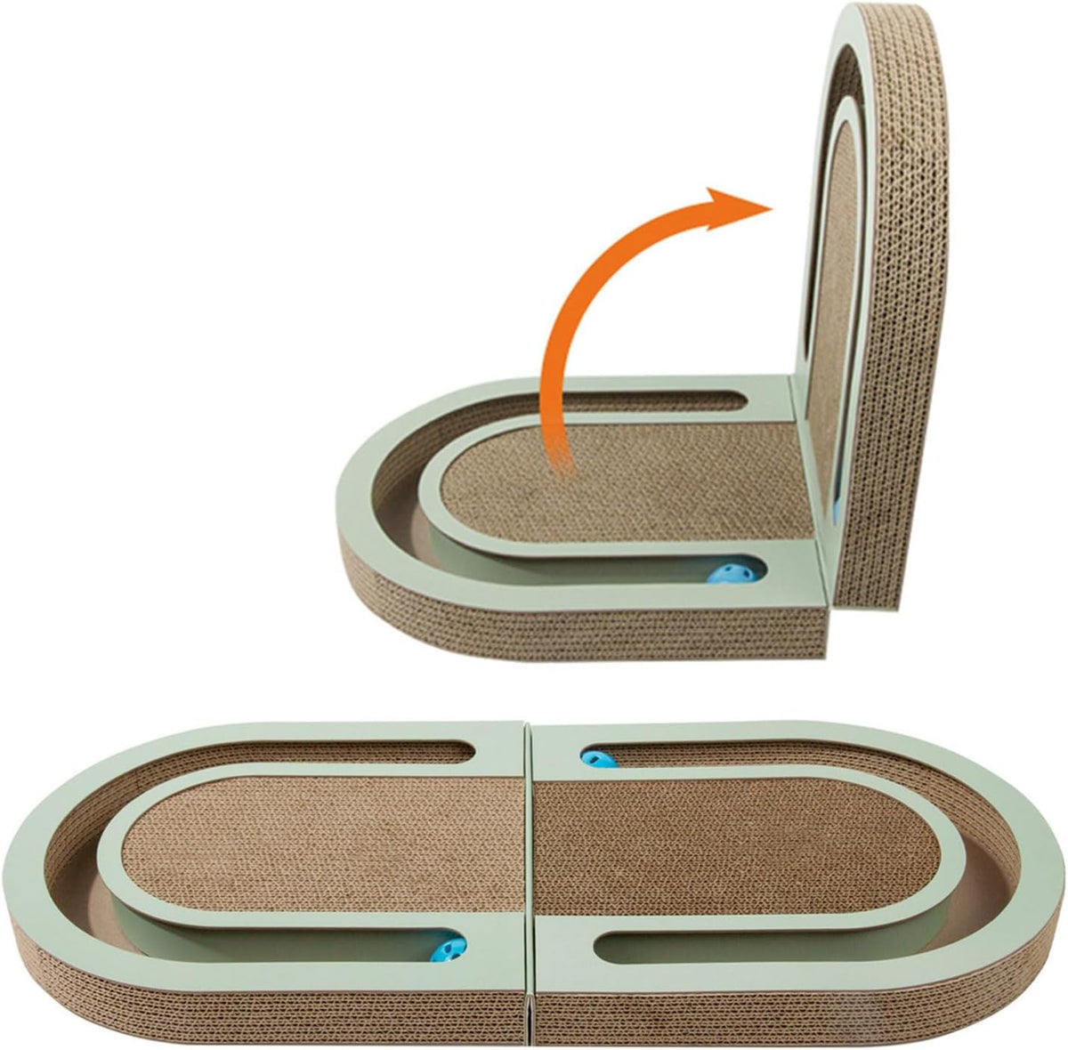 Cardboard cat scratching and play bed.