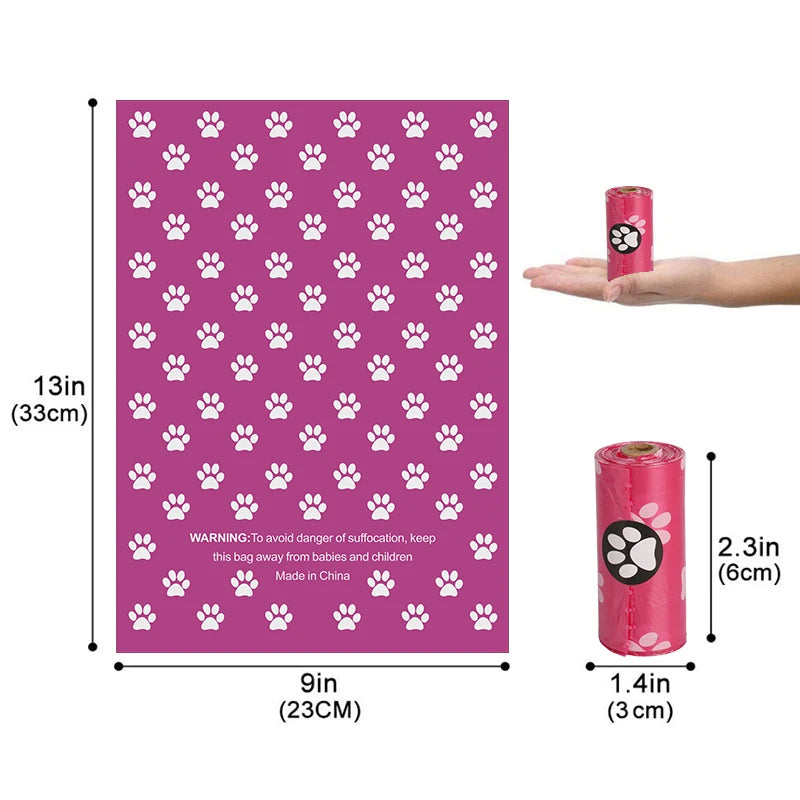Environmentally friendly poop bags with practical dispenser.