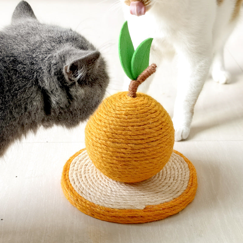 Cat scratching orange made of sisal.
