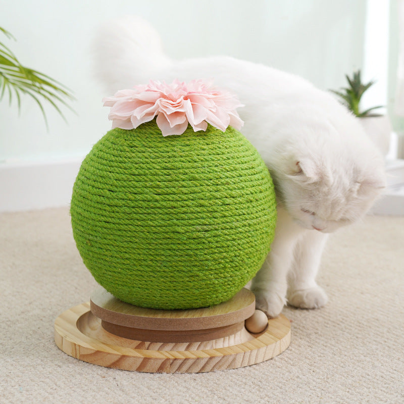 Cat scratching cactus with integrated toy.