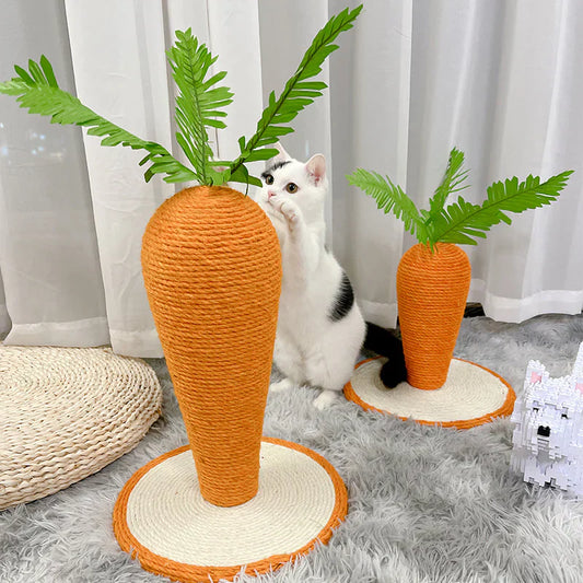 Cat scratching carrot made of sisal.