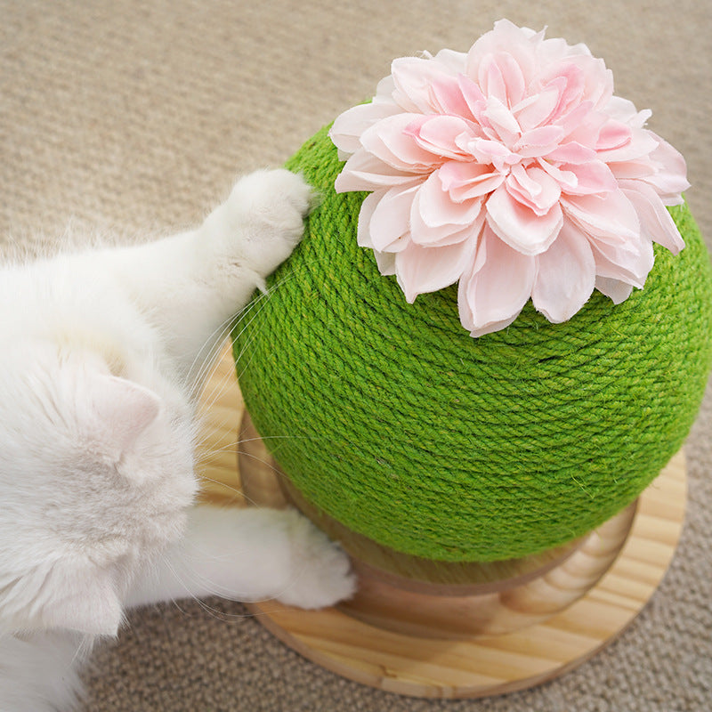 Cat scratching cactus with integrated toy.