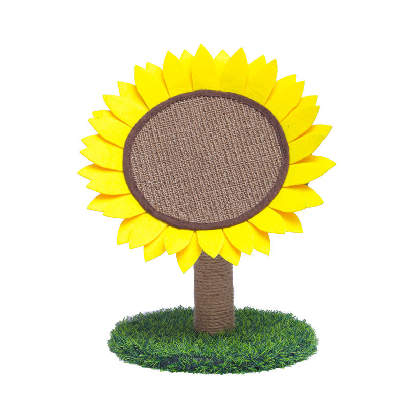 Cat sunflower scratching post made of sisal.