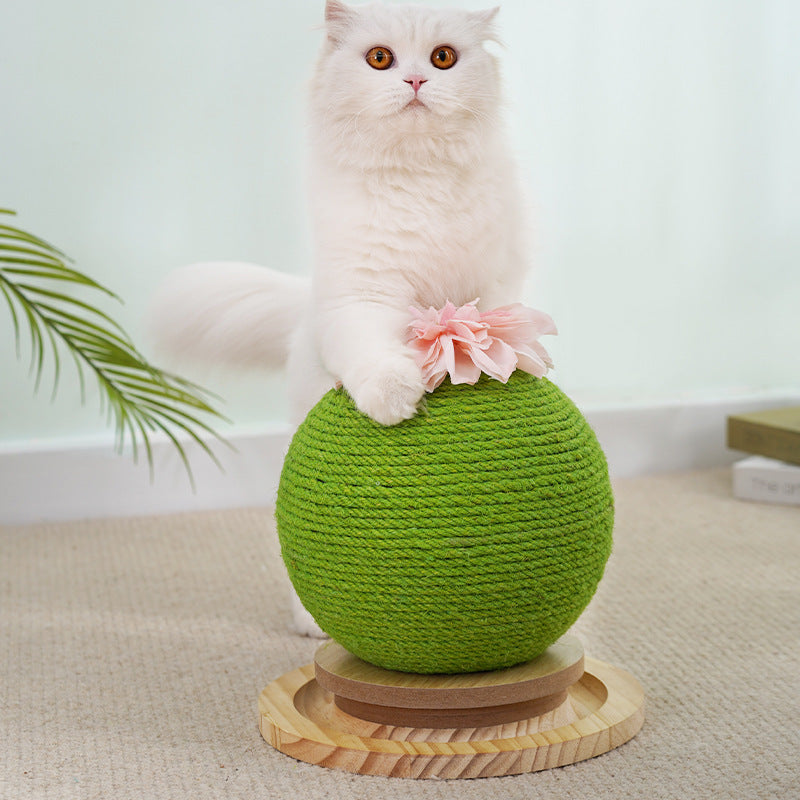 Cat scratching cactus with integrated toy.