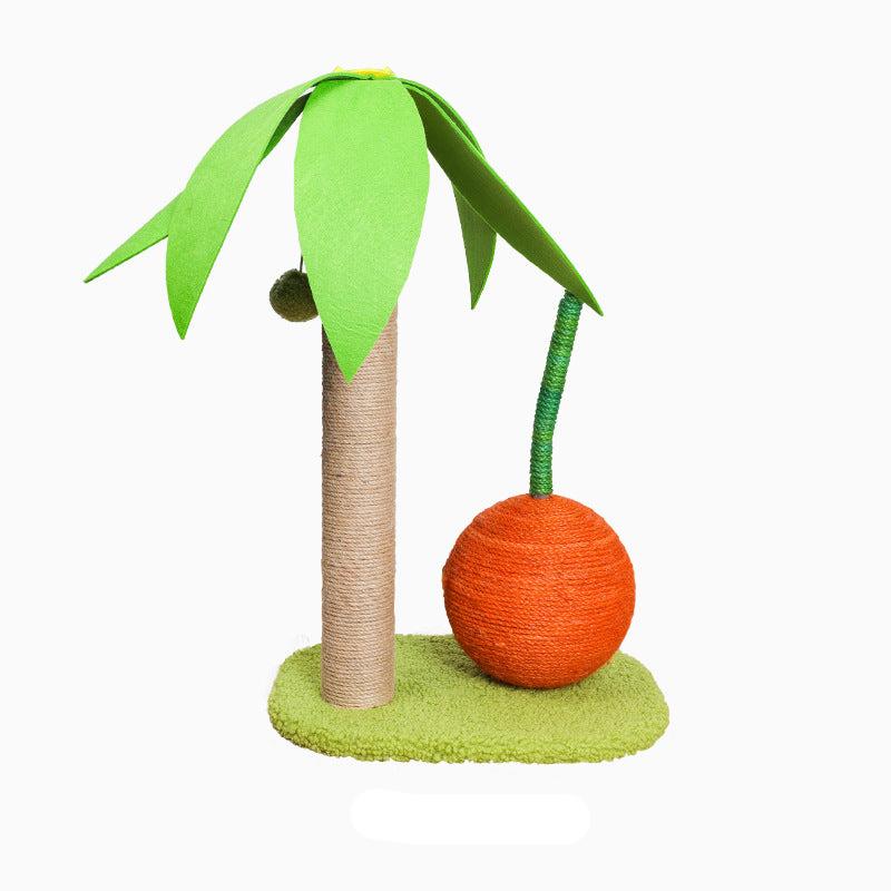 Cat palm tree sisal scratching post with orange.
