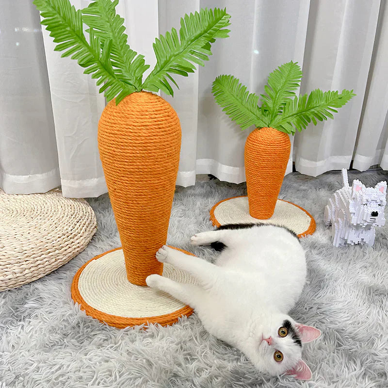 Cat scratching carrot made of sisal.