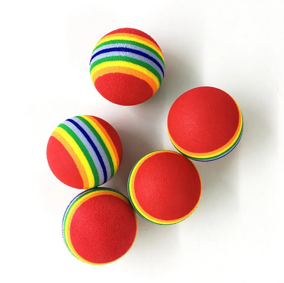 12 Pcs Colorful Rainbow Foam Balls for Dog Training and Fun.