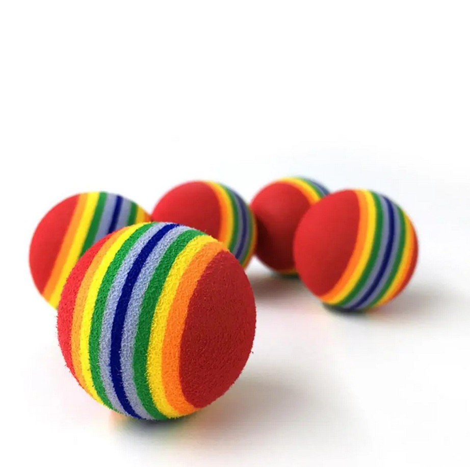 12 Pcs Colorful Rainbow Foam Balls for Dog Training and Fun.