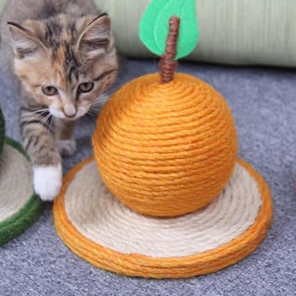 Cat scratching orange made of sisal.