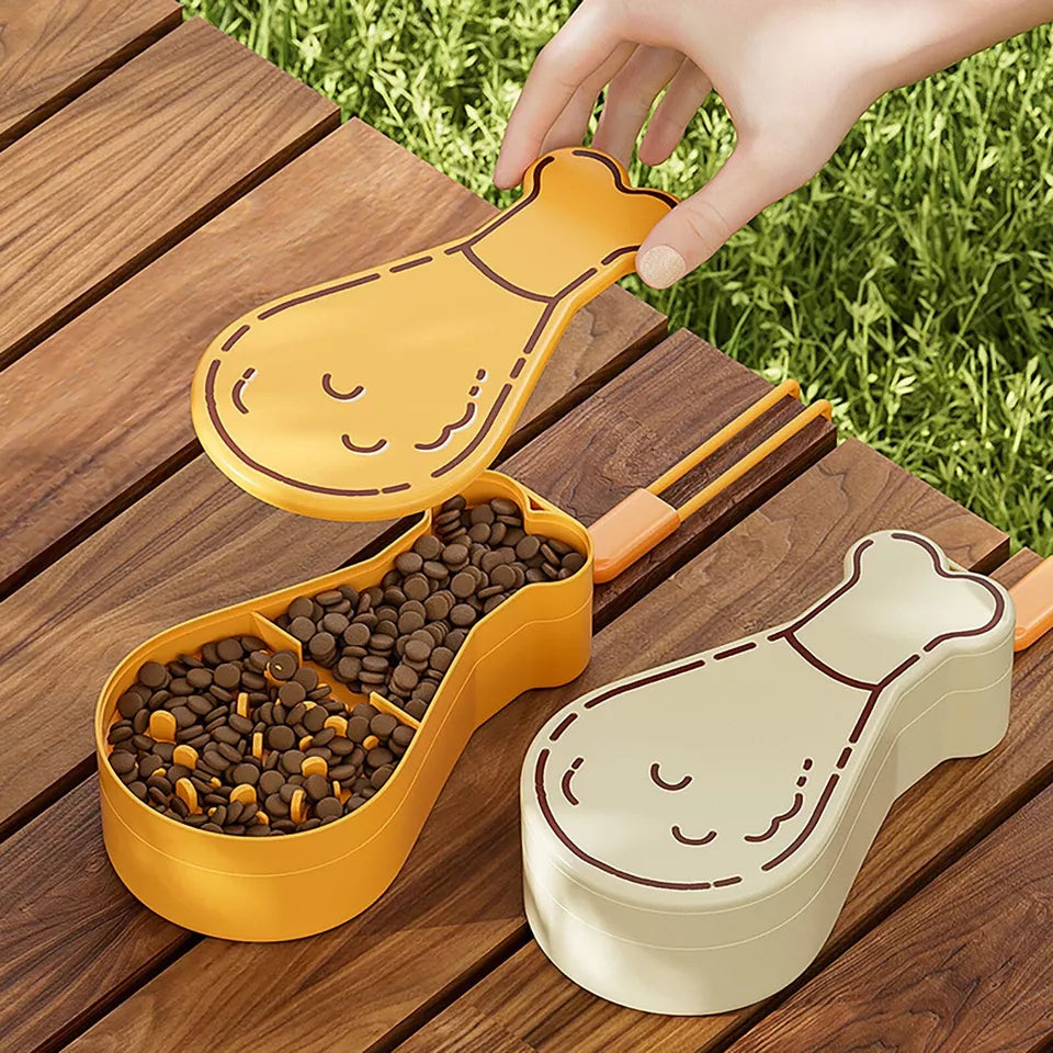 2in1 feeding station for on the go in chicken leg look.